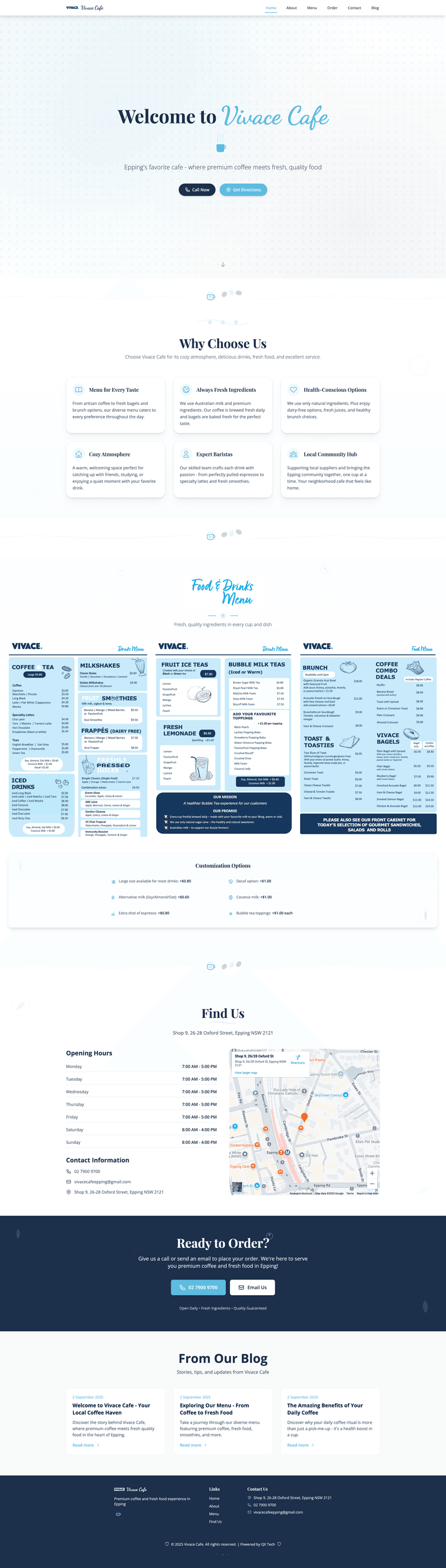 Vivace Cafe - Web Development in Canberra